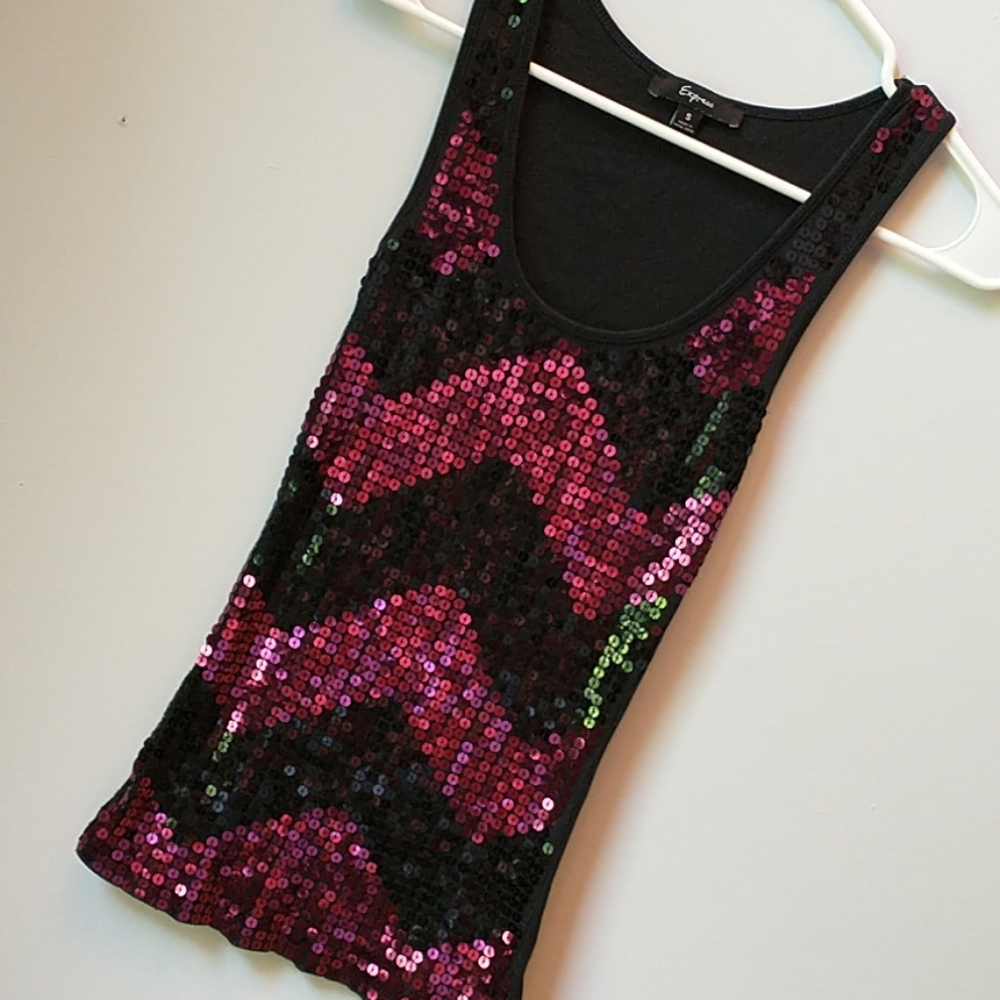 Express Chevron Sequined Tank - S